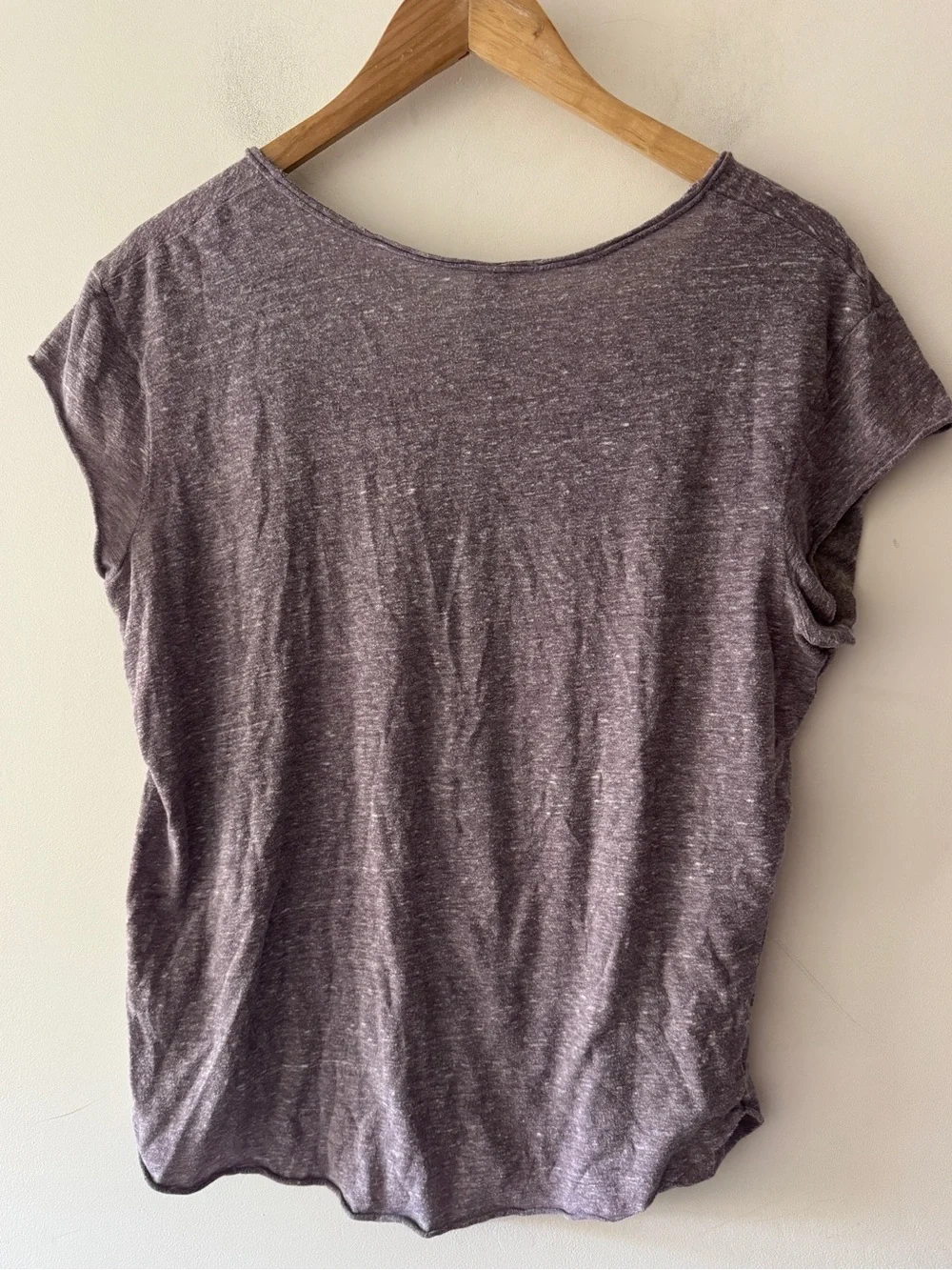 Free People Beach Heathered Purple Henley Short Sleeve Tee